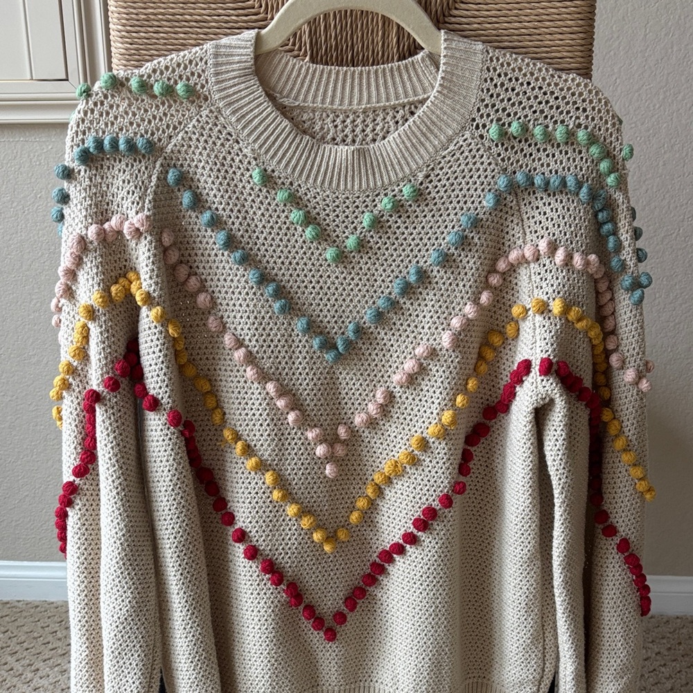 The Great Colorful Pom-Pom Women's Sweater